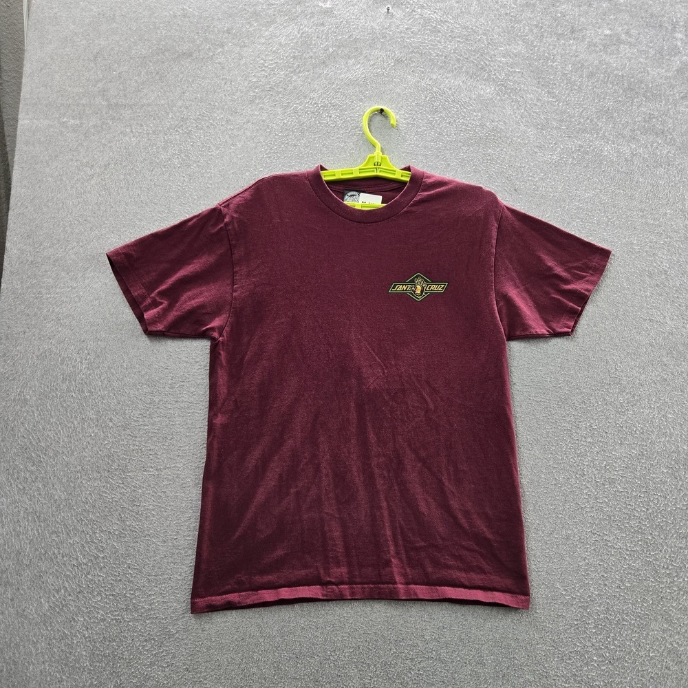 Santa Cruz Men Shirt M Burgundy Graphic Screaming Hand LOGAN Grunge Short